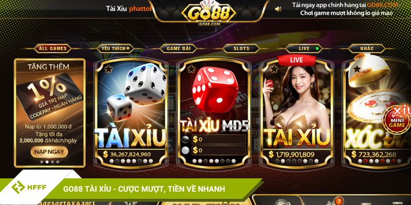 Go88 Tài Xỉu - cược mượt, tiền về nhanh
