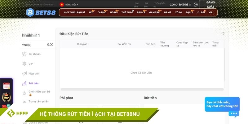 Hệ thống rút tiền ì ạch tại BET88NU 
