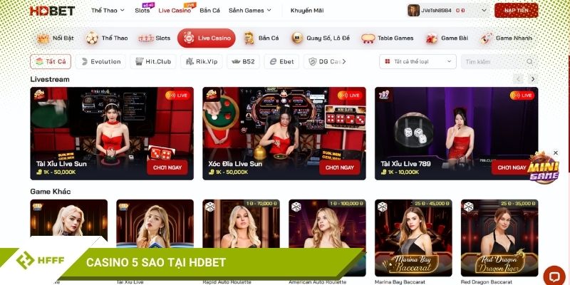 Casino 5 sao tại HDBET