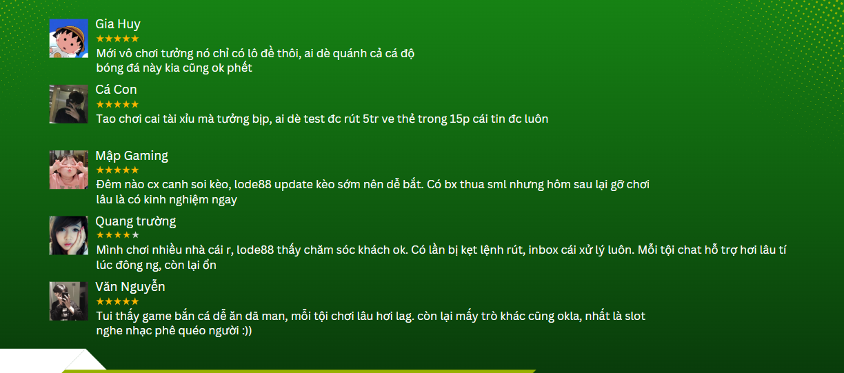 Trải nghiệm thực tế của người chơi tại LODE88