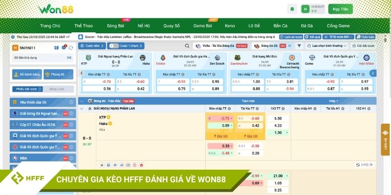 Tỷ lệ kèo WON88