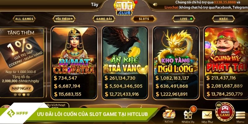 cổng game Hitclub với nhiều thể loại khuyến mãi game slot