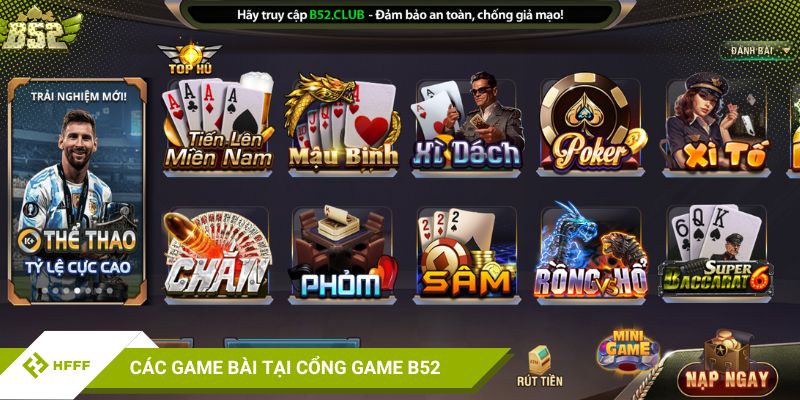 Các game bài truyền thống tại cổng game B52