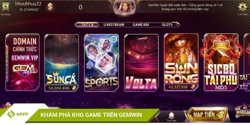 Khám phá kho game trên GEMWin