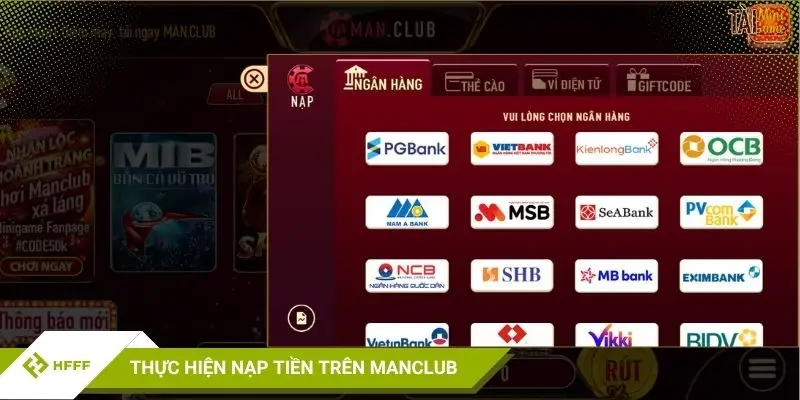 Phương thức nạp/rút đa dạng