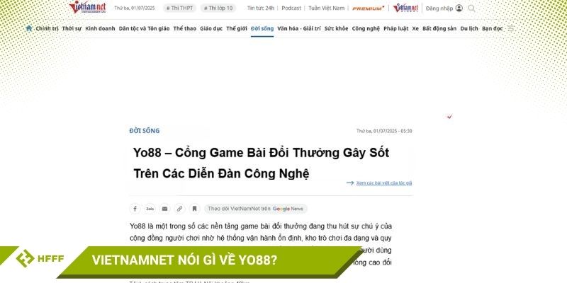 VietNamNet nói gì về cổng game Yo88?