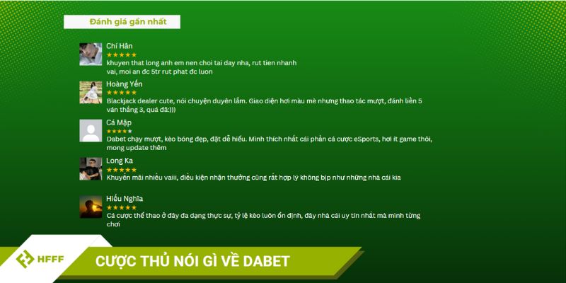 Người chơi nói gì về DABET