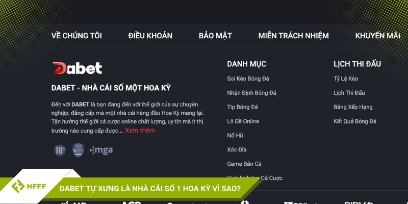 DABET tự xưng là nhà cái số 1 Hoa Kỳ vì sao?
