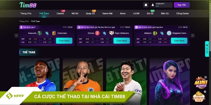 Cá cược thể thao tại nhà cái Tim88